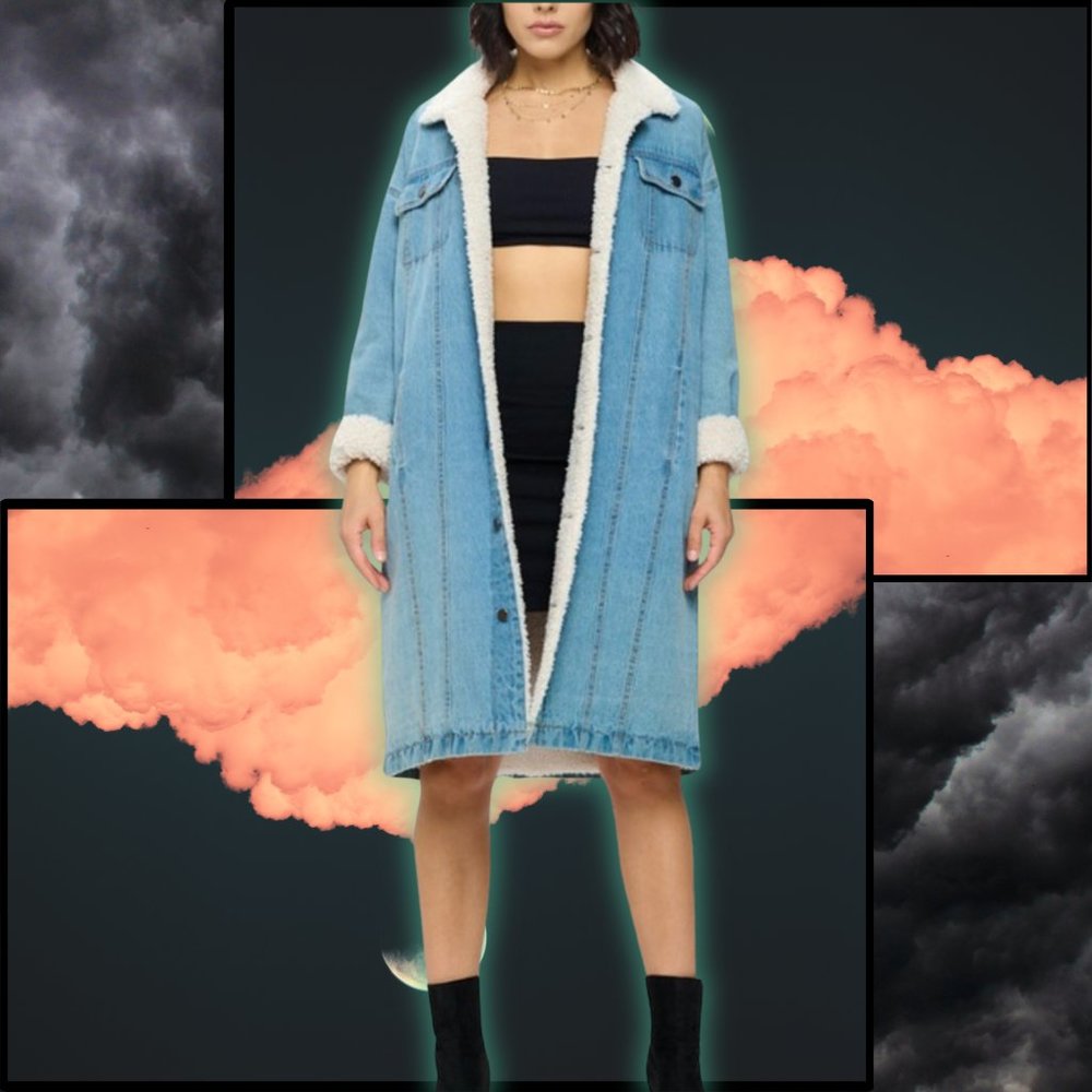 Denim Sherpa Coat
